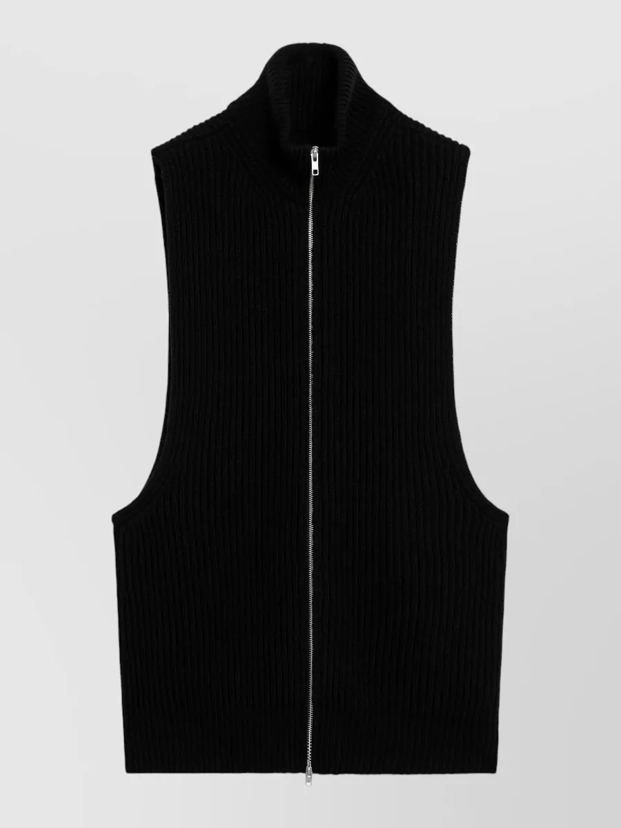 Mm6 Maison Margiela wool ribbed high-neck sleeveless knitted top