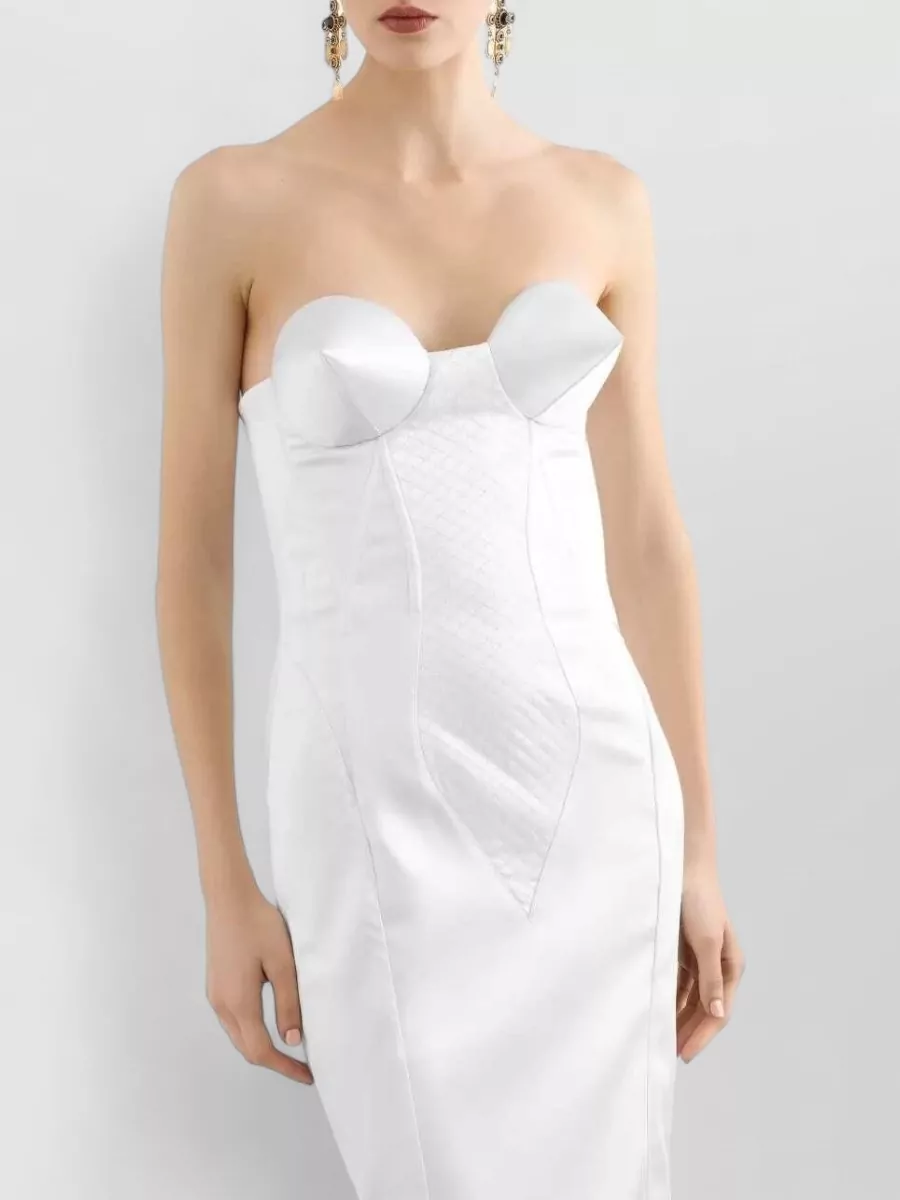 Dolce&Gabbana Strapless Midi Dress Corset Bodice Detail