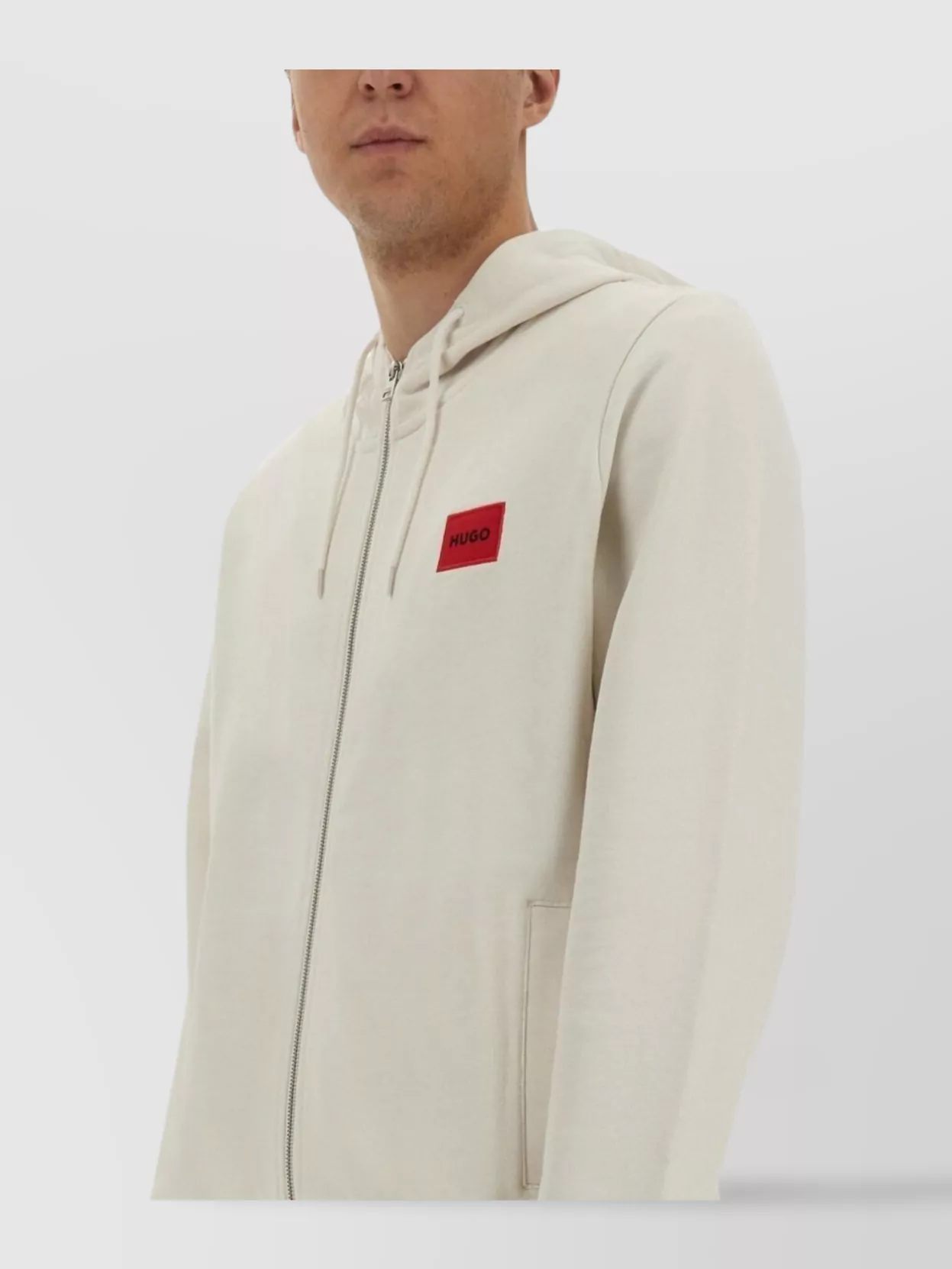 Hugo Boss Hooded Sweatshirt With Ribbed Trim In White