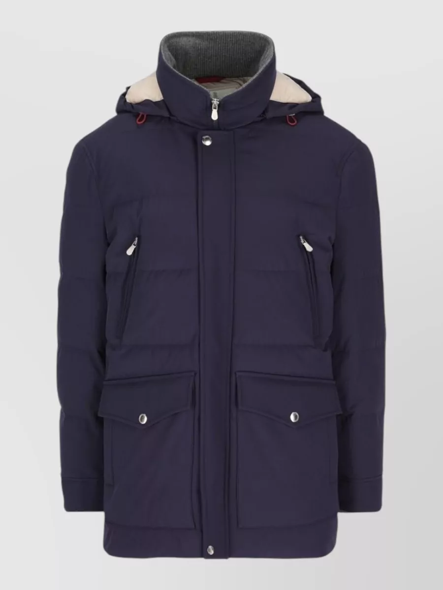 Brunello Cucinelli quilted hooded padded coat