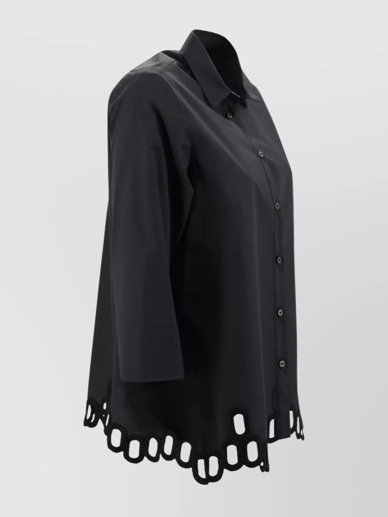 Whyci Hem Detail Shirt With Sleeves And V-neck