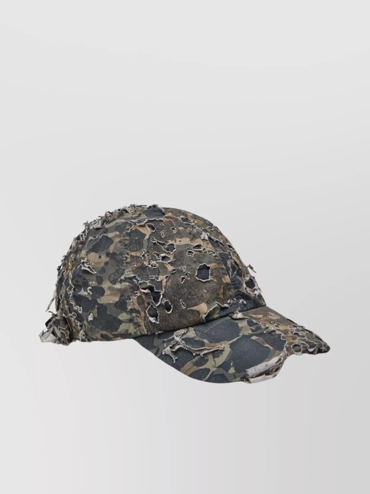 Diesel Distressed Camo Brim Hat In Gray