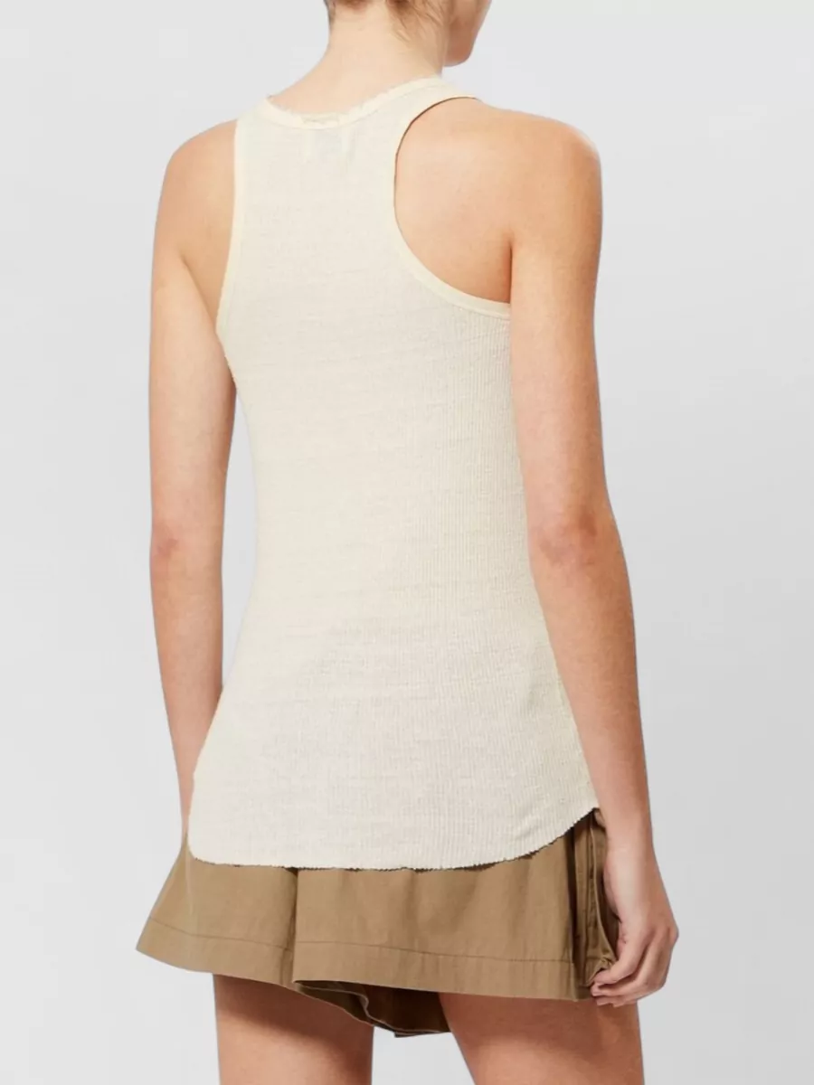 Isabel Marant Silk Ribbed Scoop Neck Tank Top
