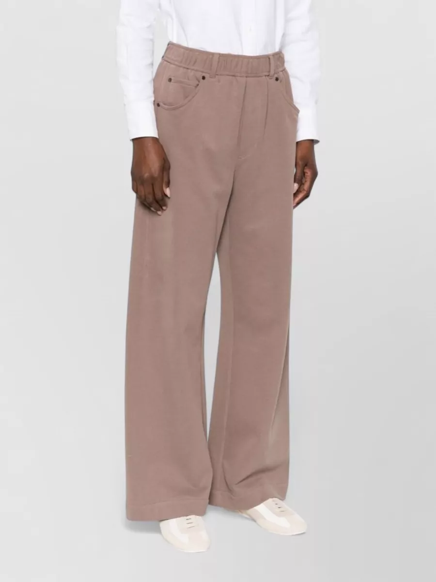 Brunello Cucinelli Cotton Elasticated-Waist Wide-Leg Trousers