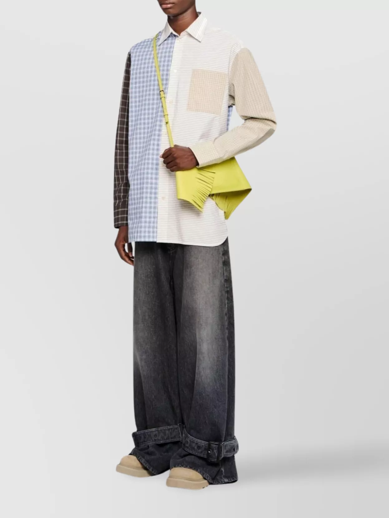 Jw Anderson Patchwork Checkered Shirt Chest Pocket