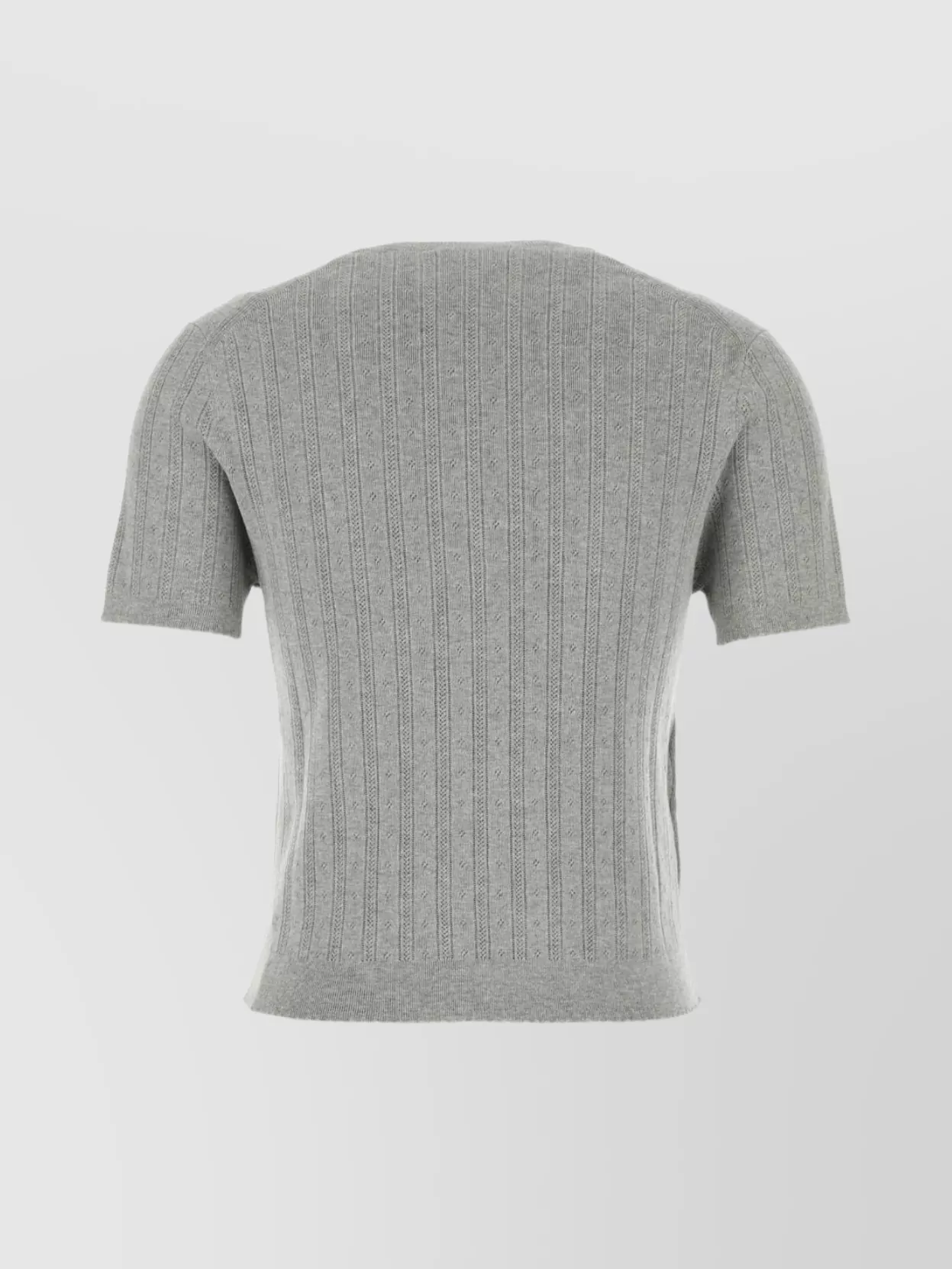Miu Miu Cotton Crew Neck Sweater With Ribbed Texture