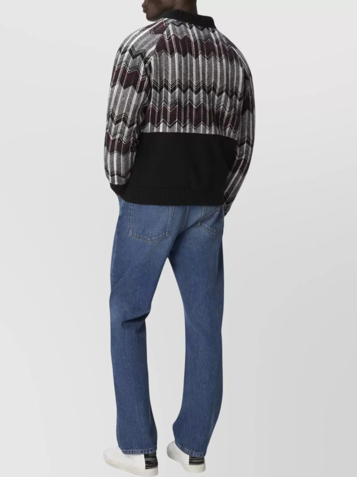 Missoni Wool-blend Bomber Jacket With Zigzag Insert In Black