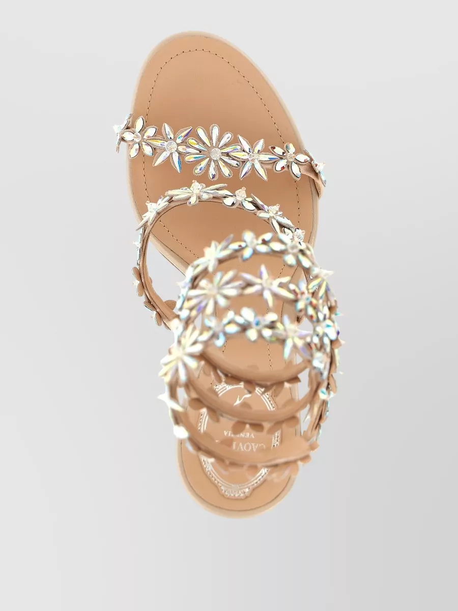 Rene Caovilla Eva Sandals Open Toe Stiletto Ankle Strap