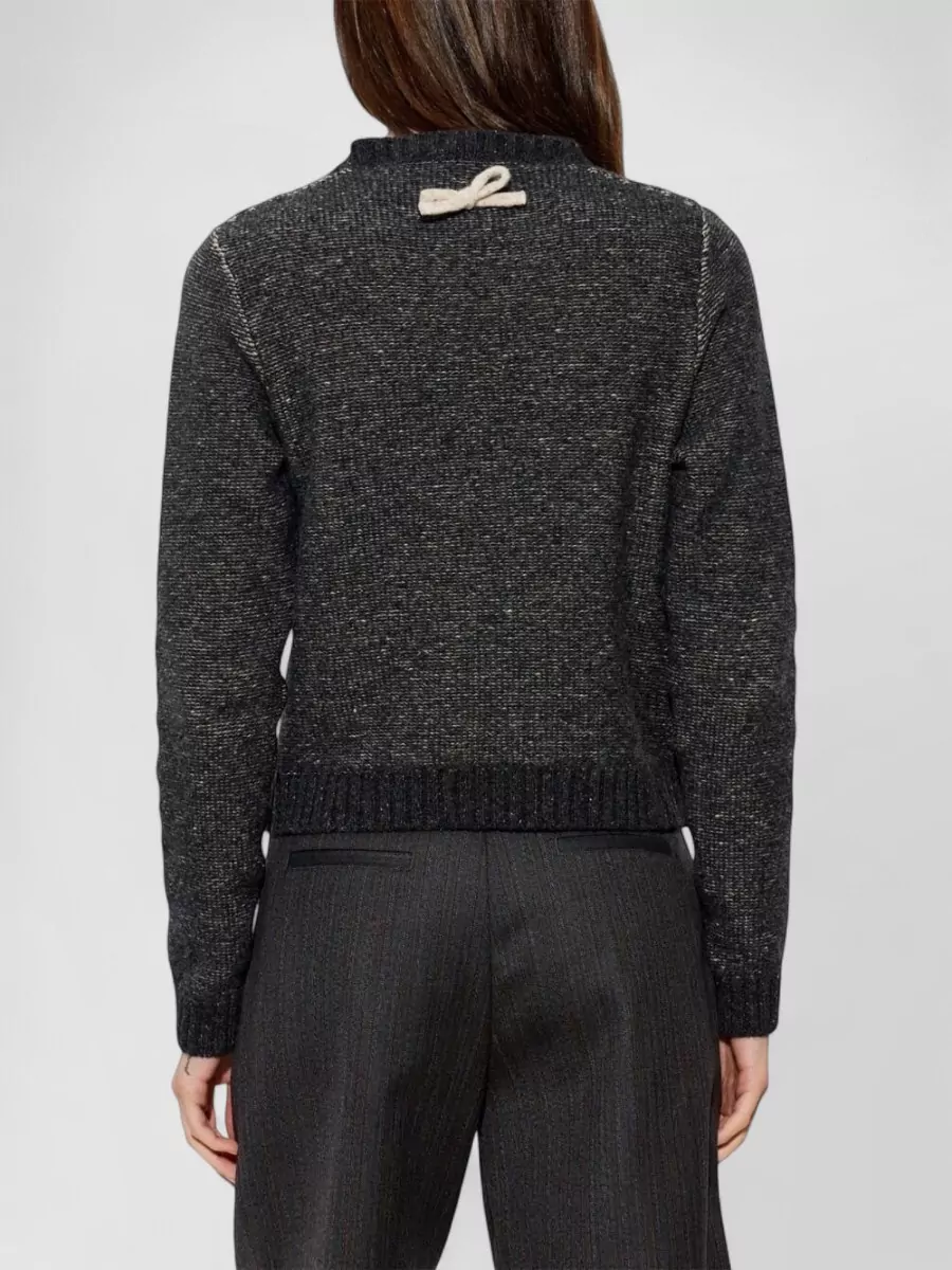 Moschino Silk Wool Diamond Knit Bow Sweater