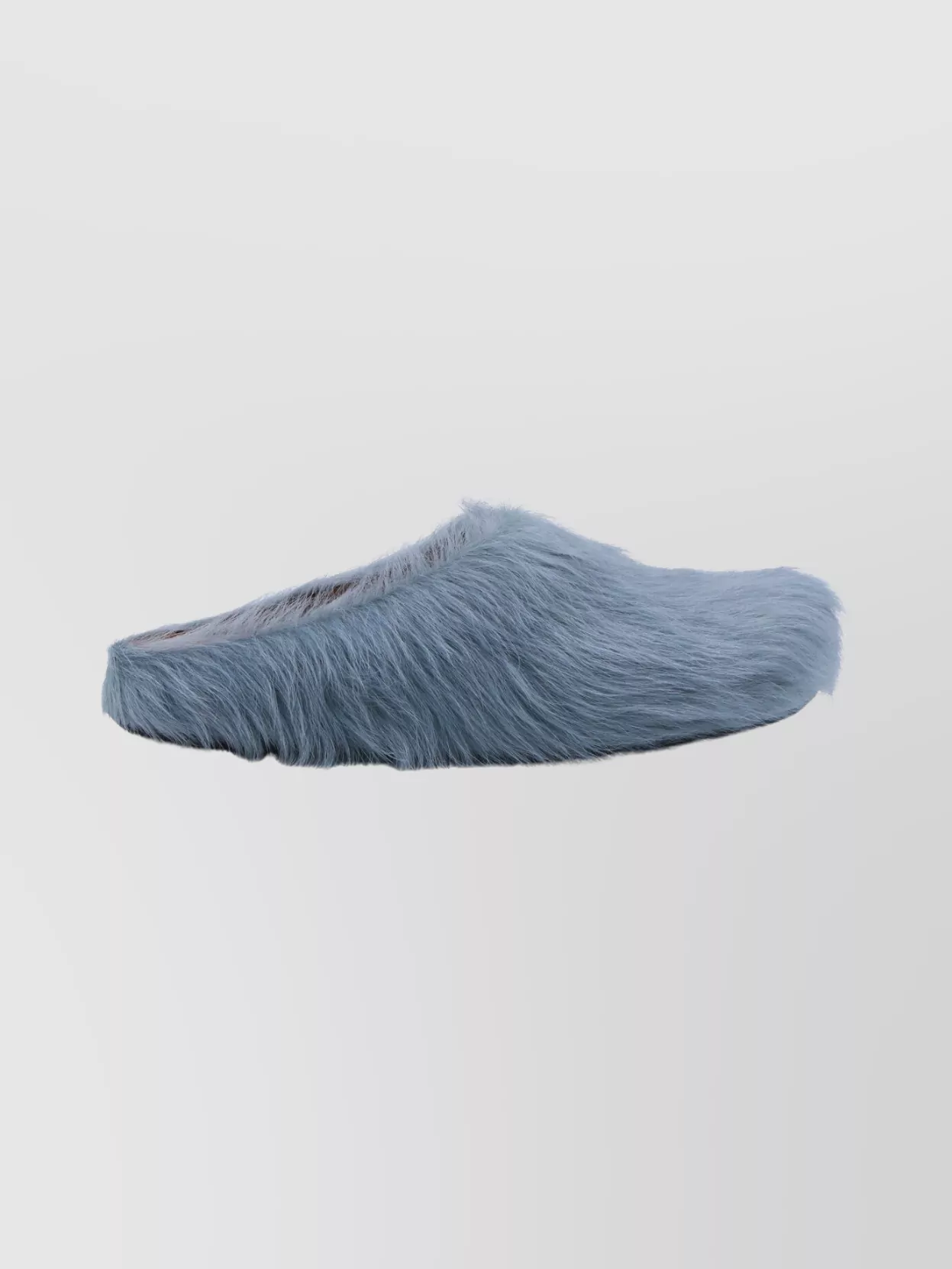 Marni Faux Fur Round Toe Slippers With Heel