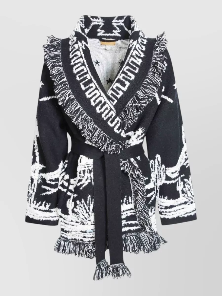 Alanui cashmere fringed belted cardigan