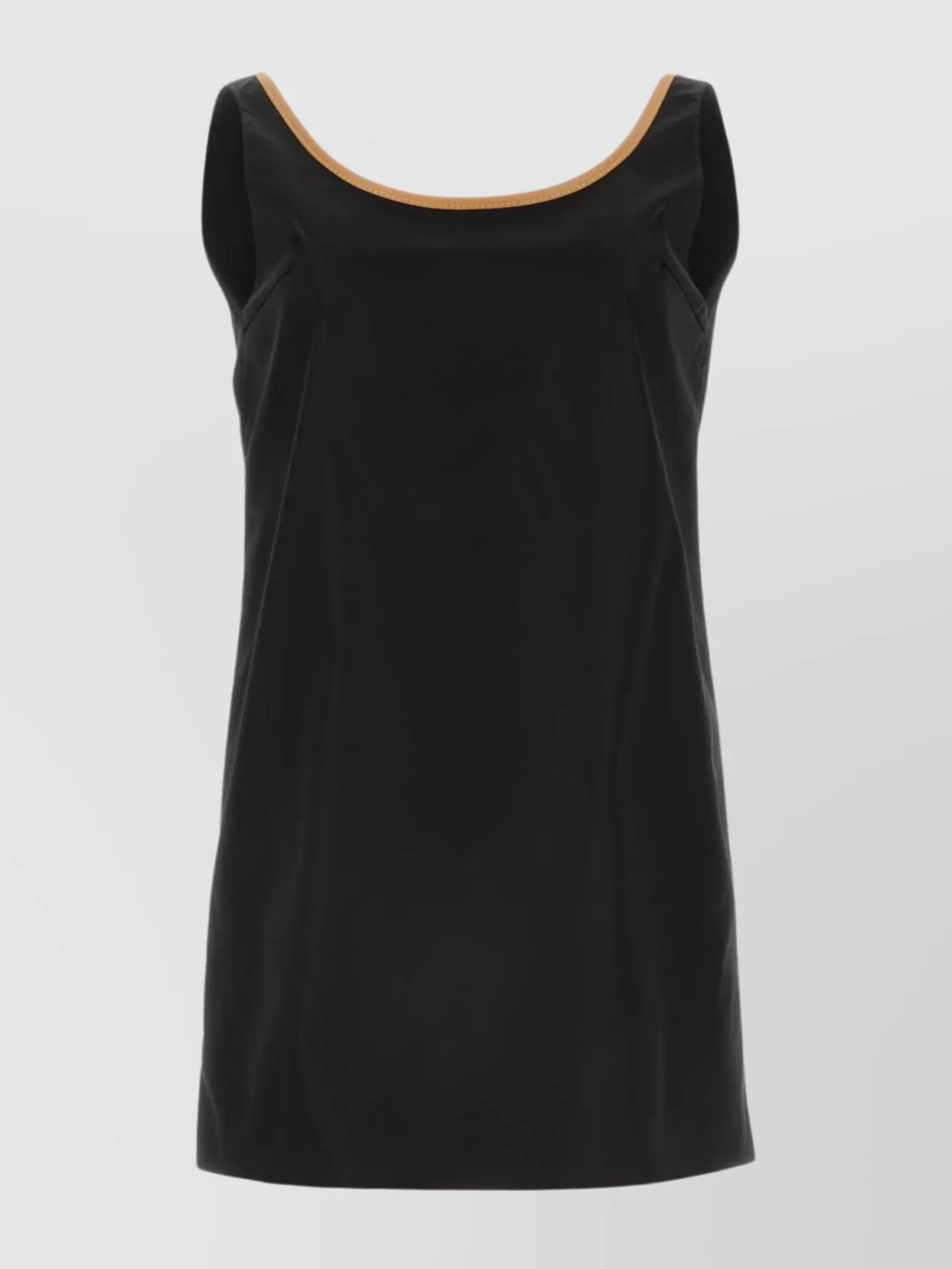 Shop Prada Scoop Neckline Contrast Trim Dress In Black