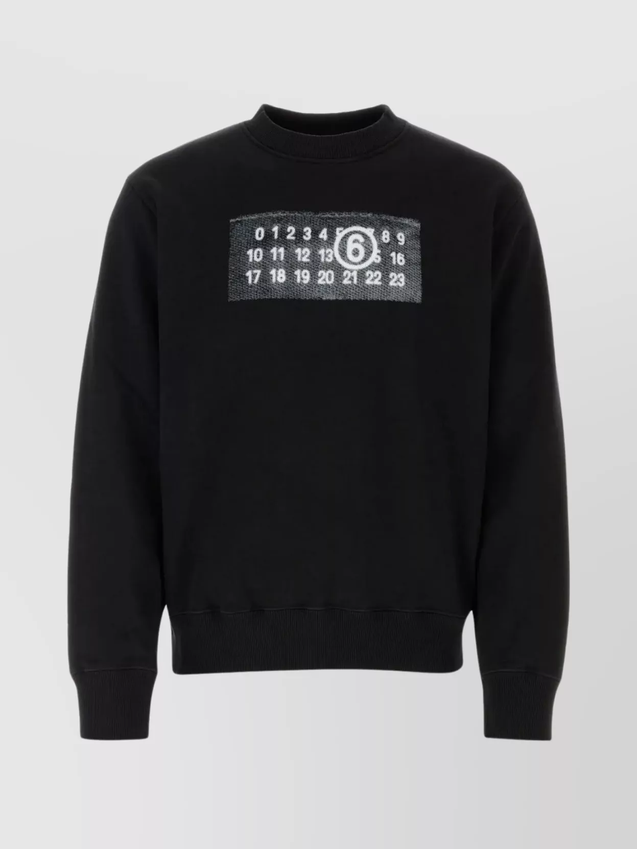 Shop Mm6 Maison Margiela Crew-neck Sweatshirt With Iconic Stitching And Graphic Print In Black
