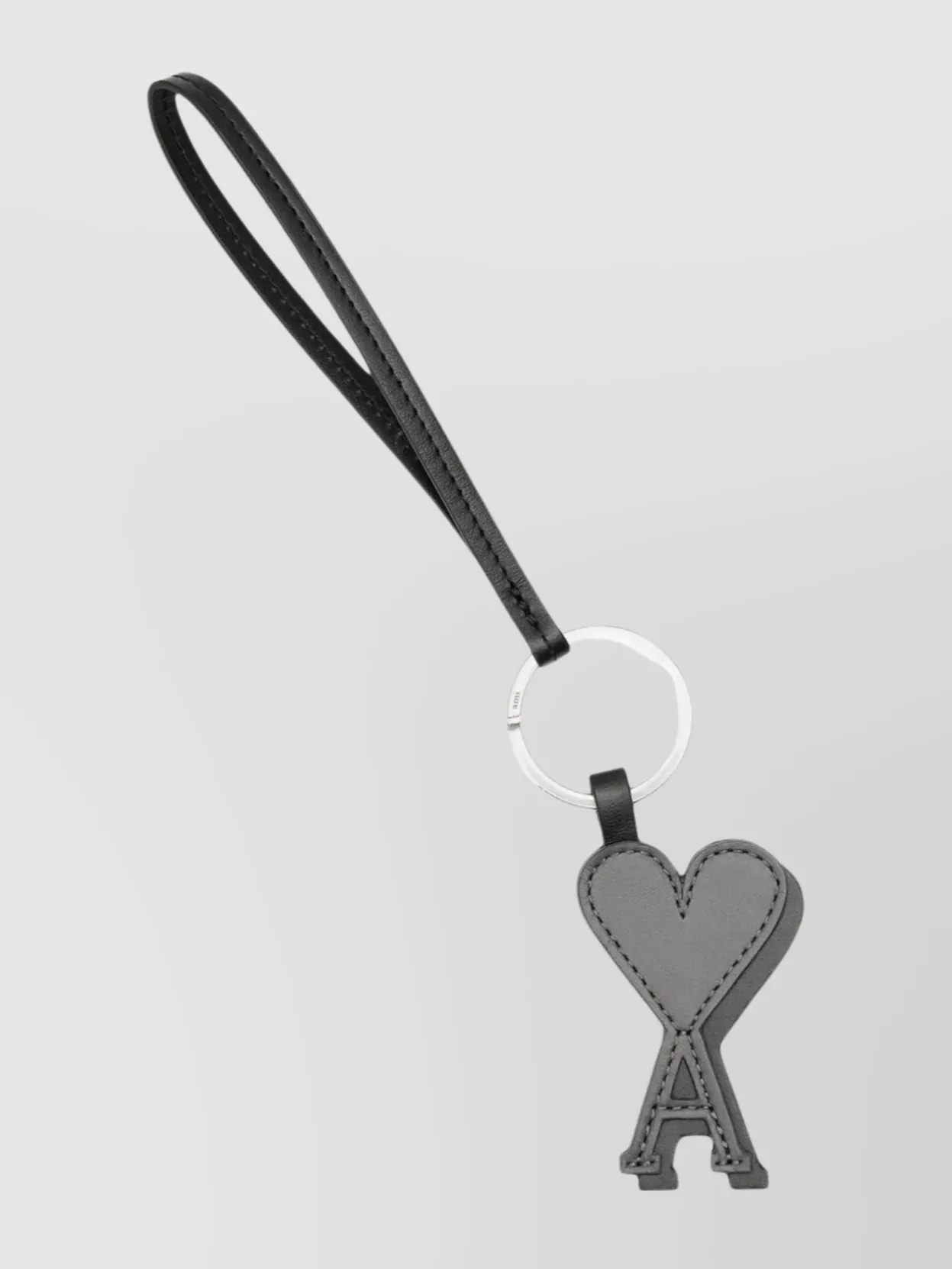 Ami Alexandre Mattiussi Heart Shaped Keyring Leather Logo