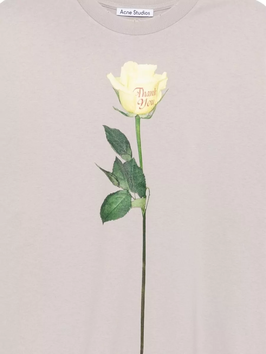 Acne Studios Layered Floral Print Crew Neck T Shirt