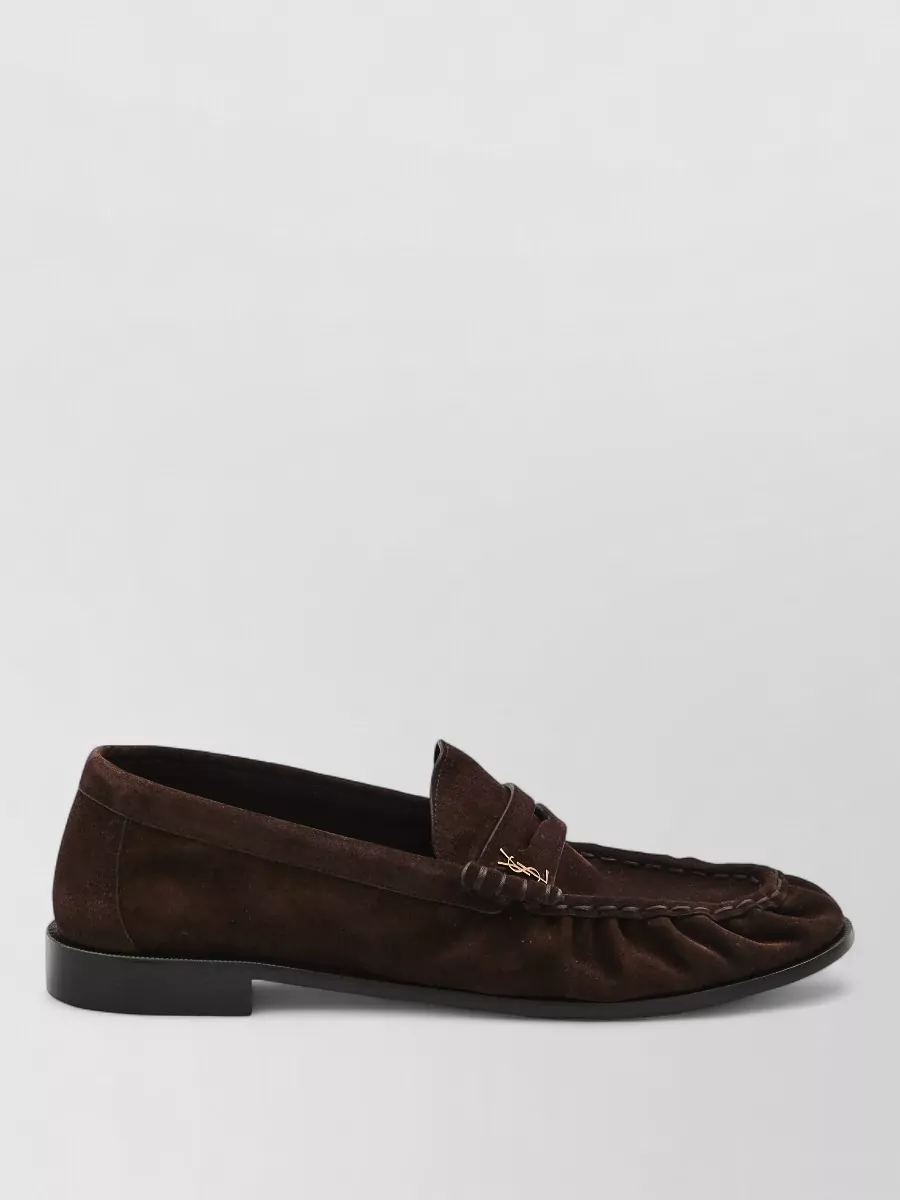 Saint Laurent Suede Loafer Round Toe Braided Detail