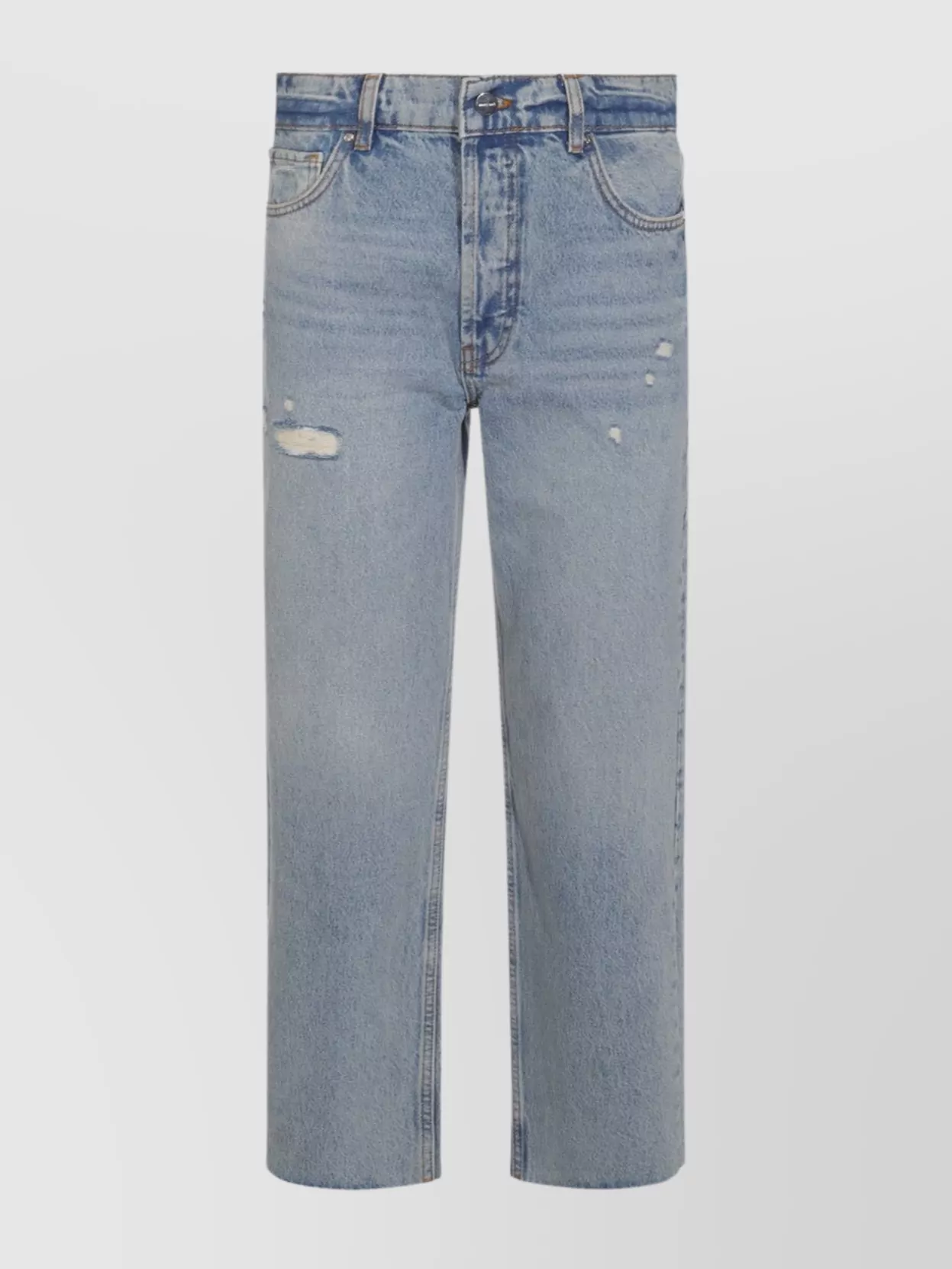 ANINE BING STRAIGHT LEG TROUSERS DISTRESSED FINISH