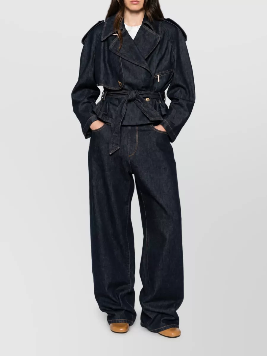 Emporio Armani denim belted peplum jacket