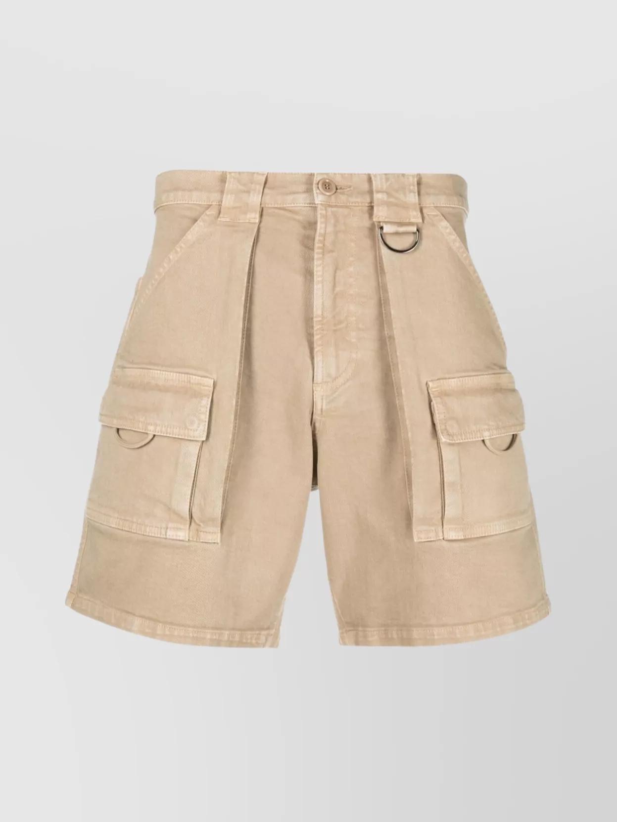 Shop Moschino D-ring Cuffed Hem Cargo Shorts In Cream