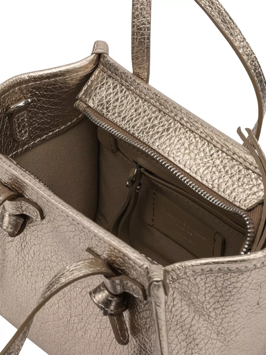 Gianni Chiarini Metallic Textured Crossbody Bag Top Handles Strap