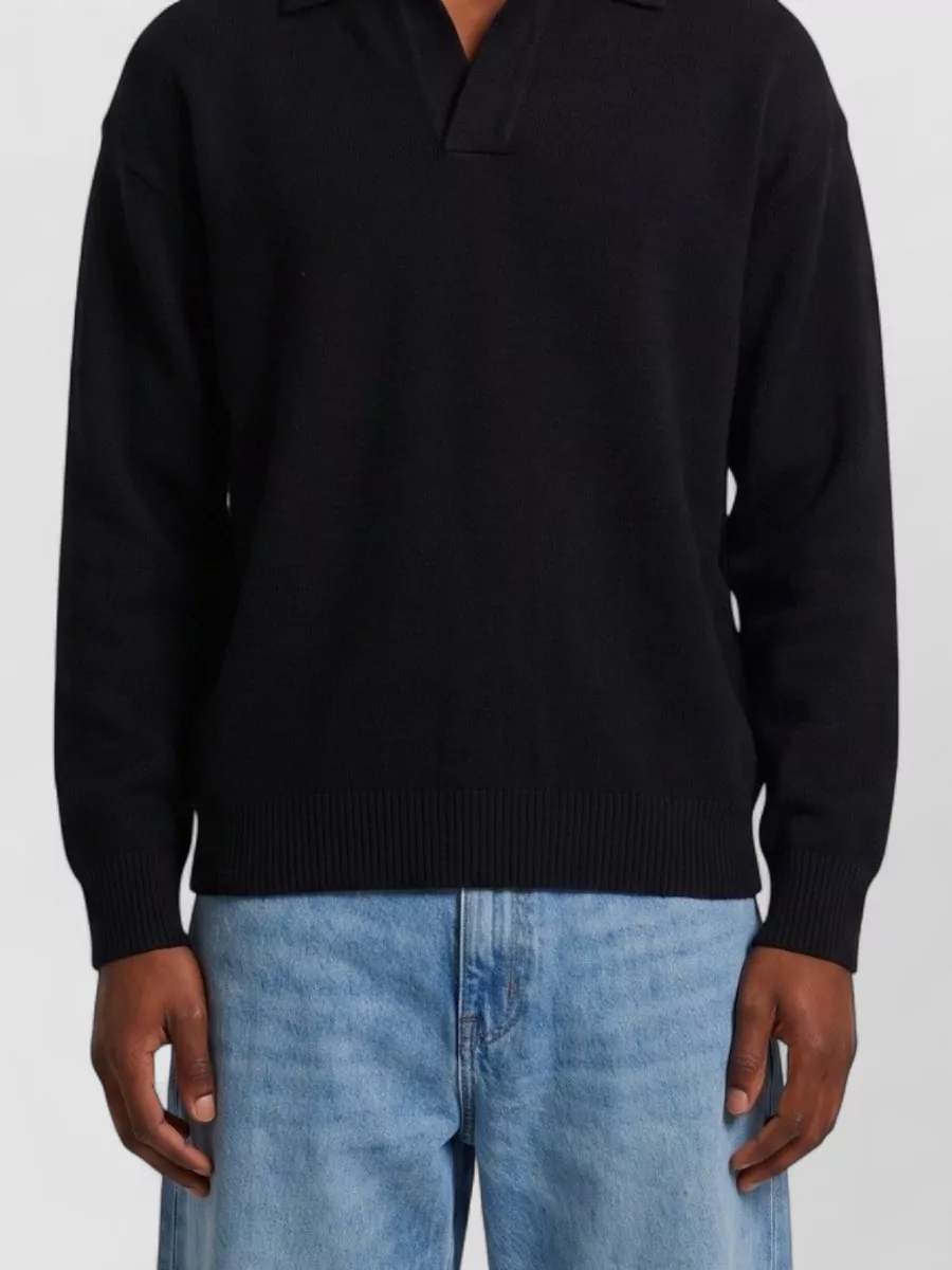 Roberto Collina merino wool v-neck long-sleeve polo shirt
