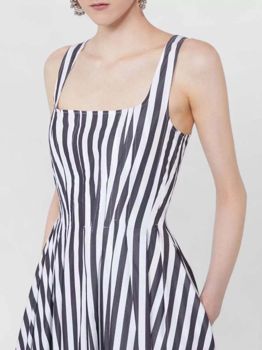 Sportmax Cotton Poplin Square Neck Maxi Dress