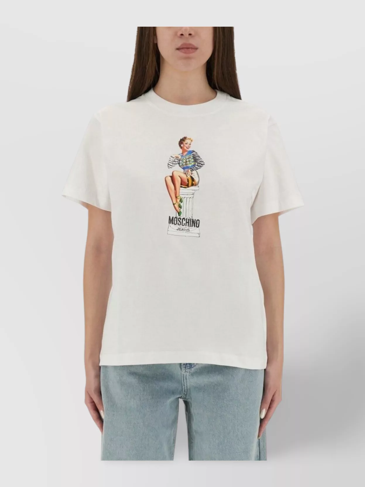 Moschino Crew Neck Graphic Print Short Sleeves Top