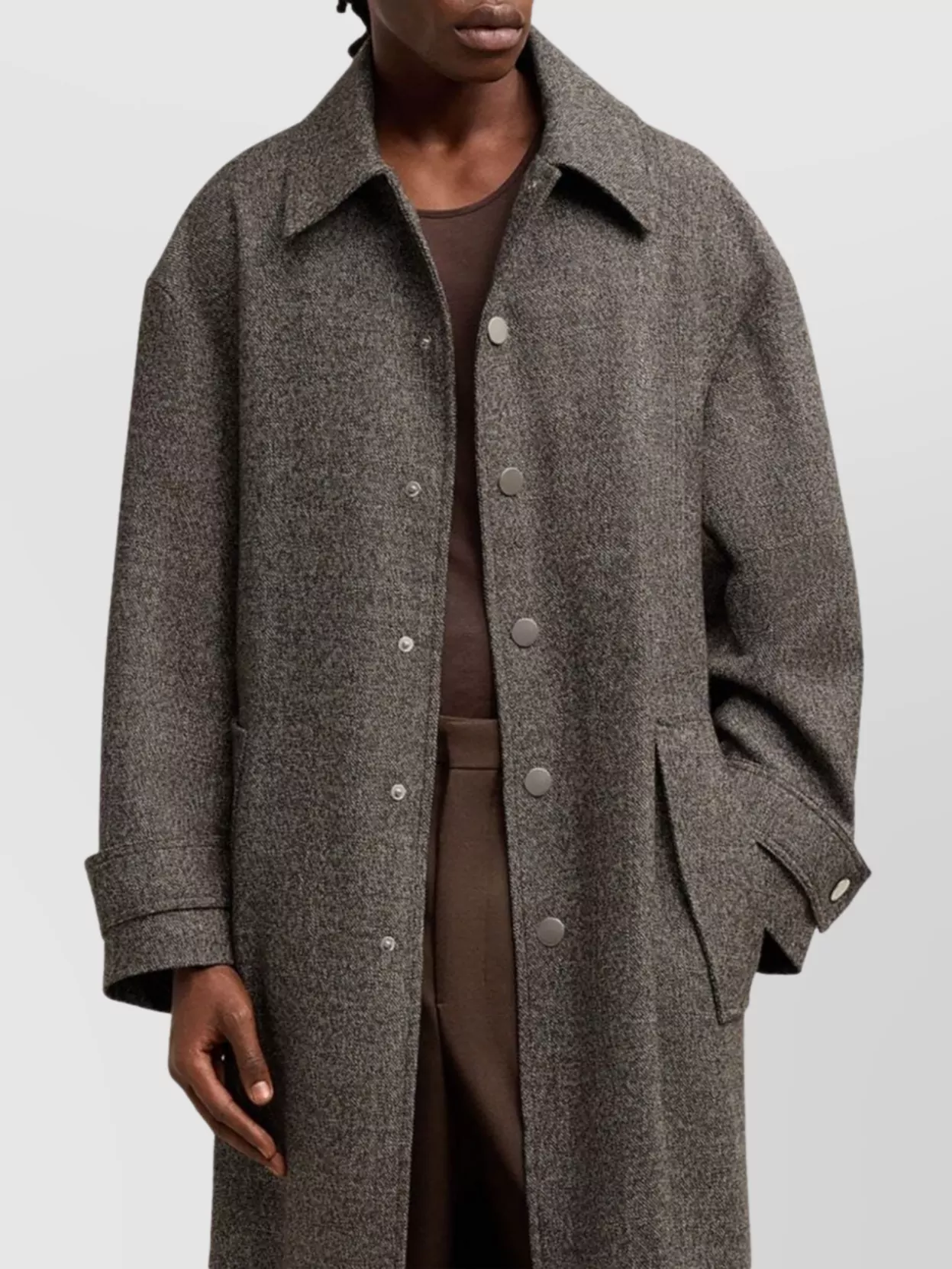 Ami Paris Belted Wool And Cotton Blend Coat