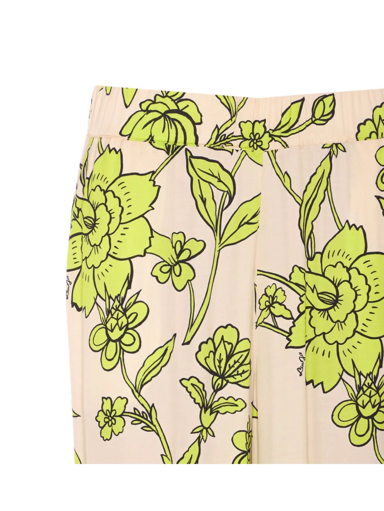 Liu •jo Elasticized Waist Floral Print Wide Leg Trousers