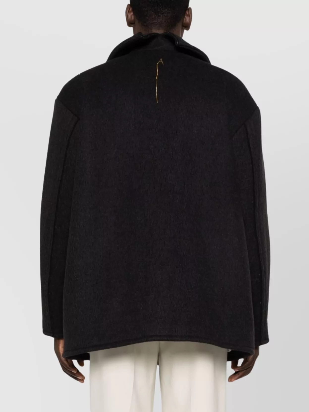 Airei Medium Alpaca Wool Coat With Brushed Finish In Black