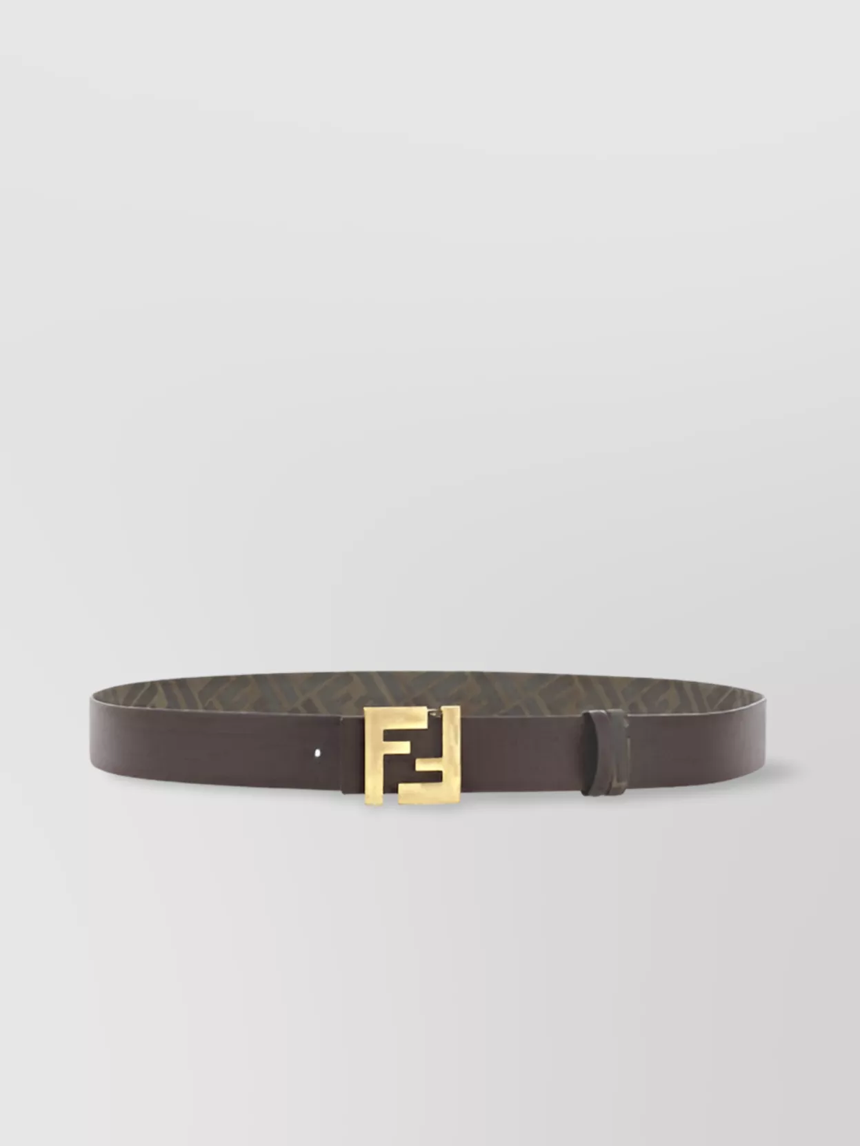 Fendi Iconic Jacquard Calfskin Reversible Belt In Gray