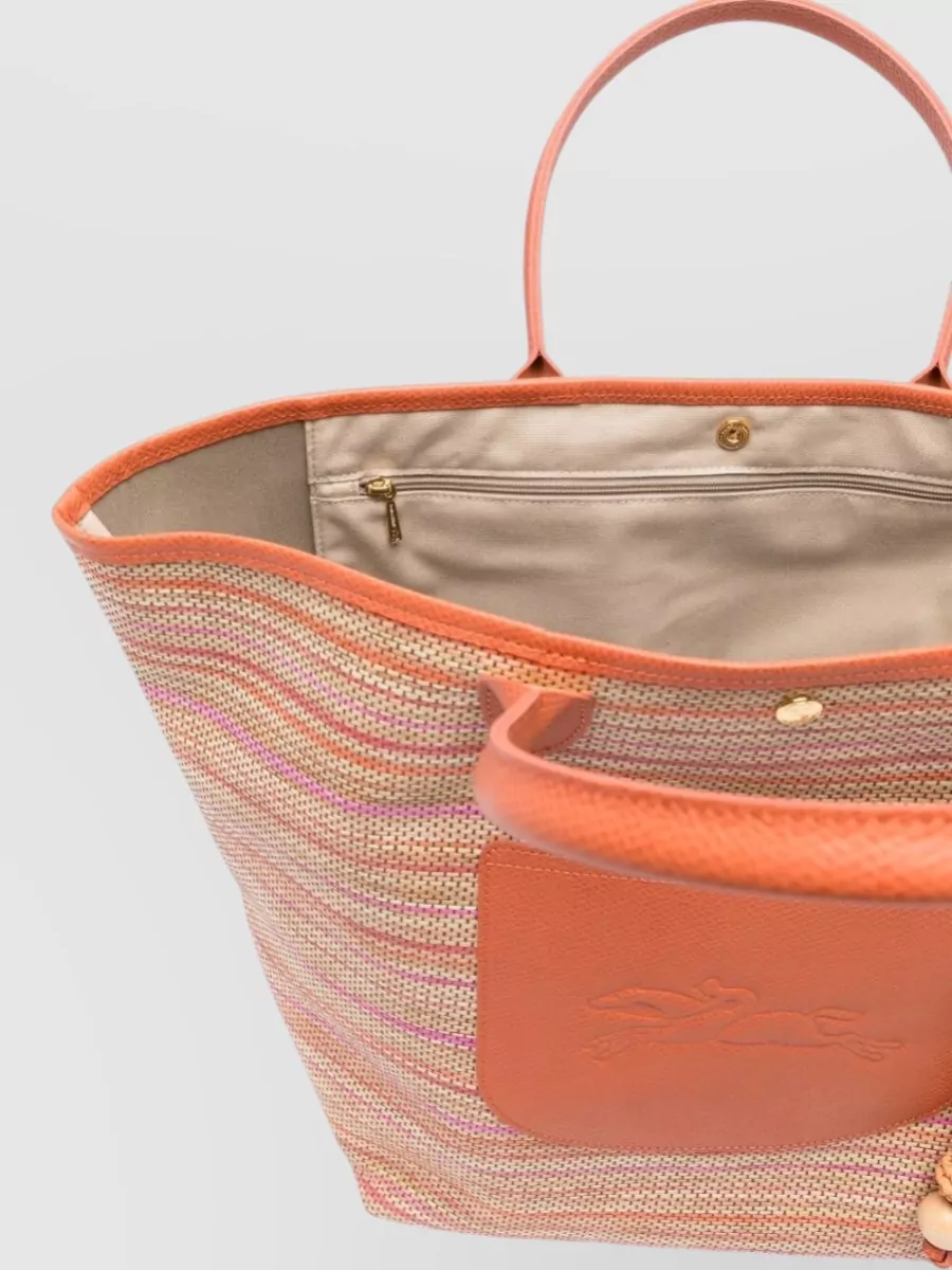 Longchamp Raffia-Effect Canvas Tote Bag