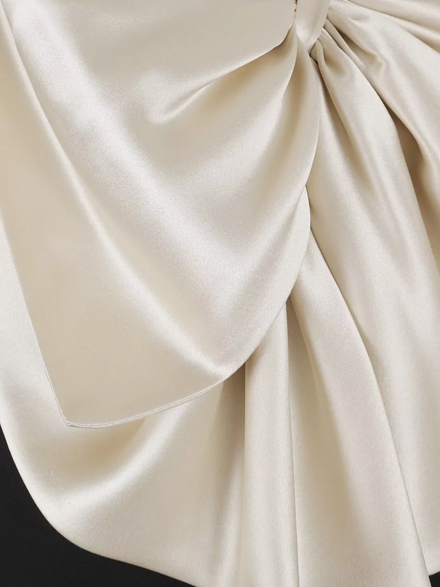 Valentino Crepe Couture Mini Dress One Shoulder Bow In Black