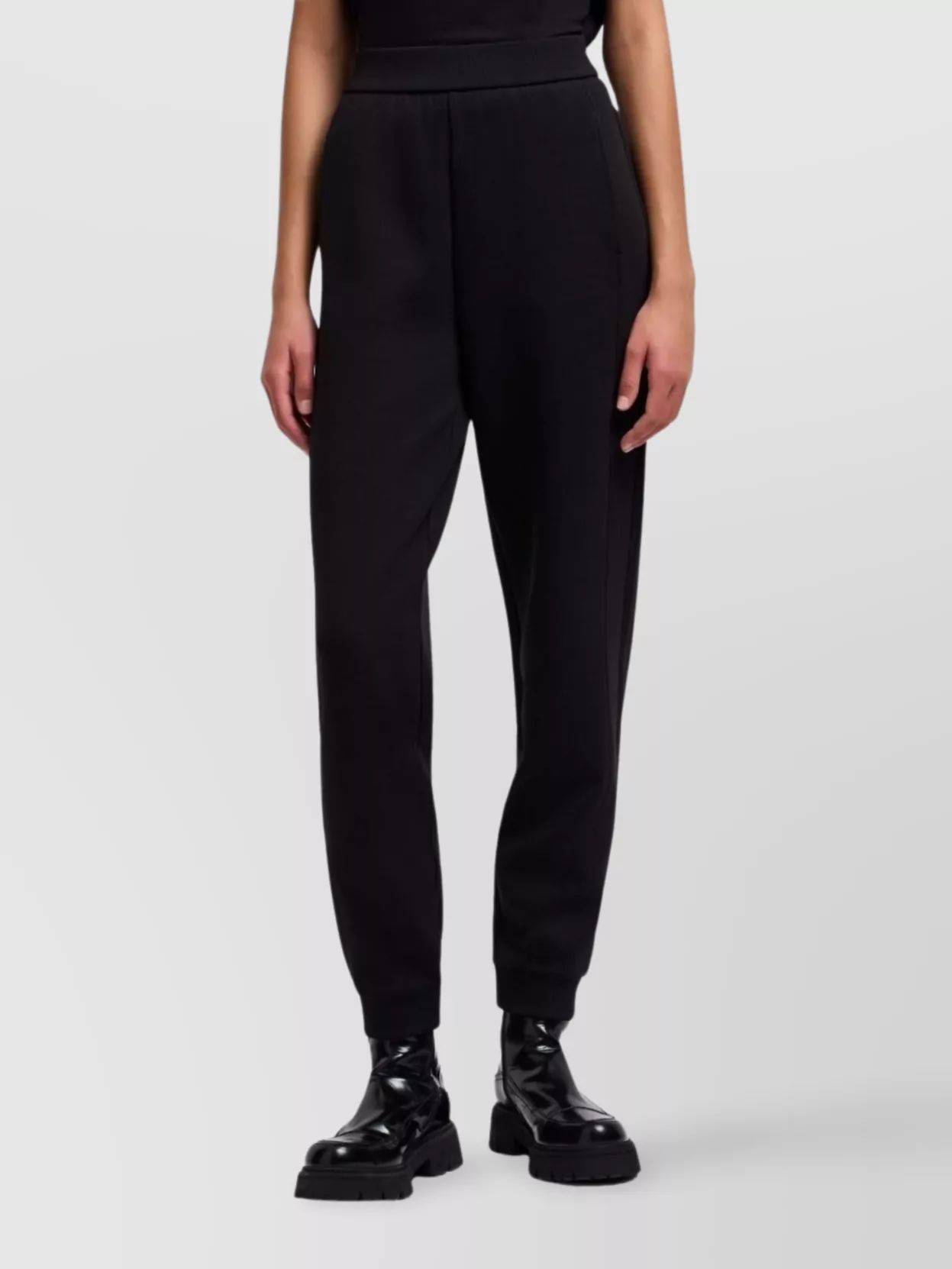 Emporio Armani Cotton Sweatpants With Elastic Waistband And Ribbed Ankles In Black