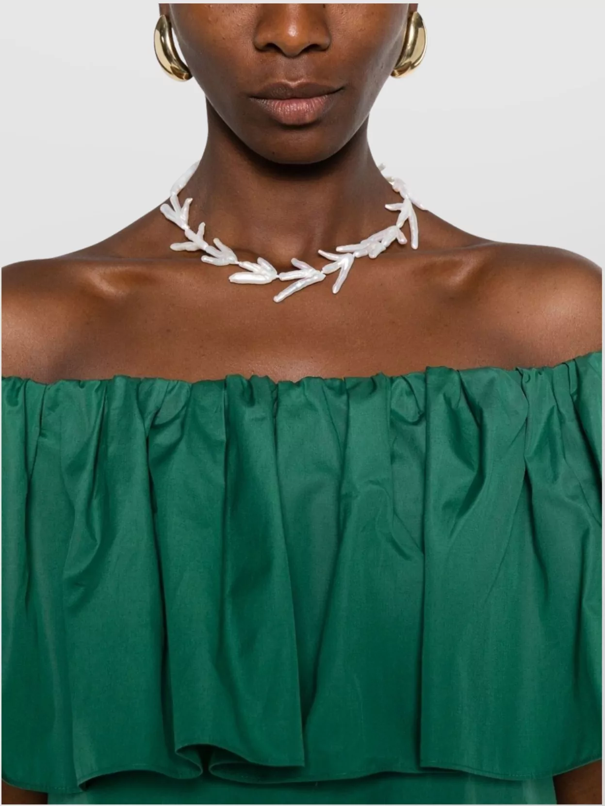 Max Mara Shoulder Off Tiered Skirt Ruffled Neckline