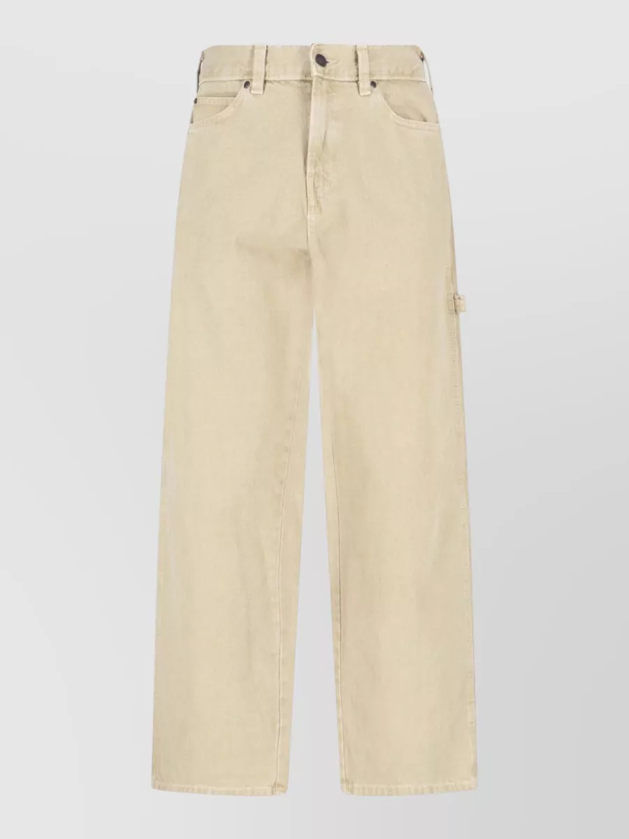 Dickies Straight Leg Trousers Belt Loops Back Pockets In Orange