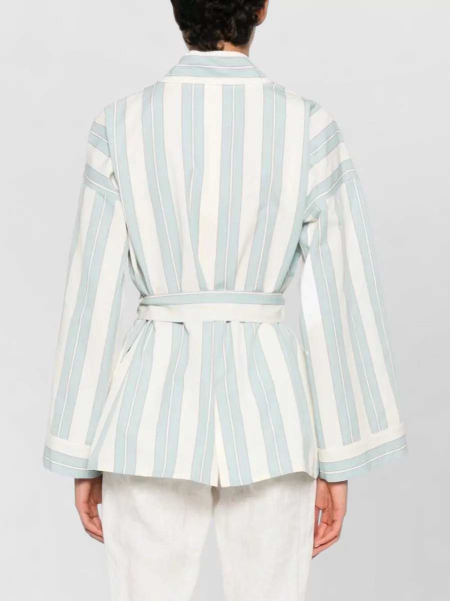 Forte Forte Striped Wrap V-Neck Long-Sleeve Suit Jacket