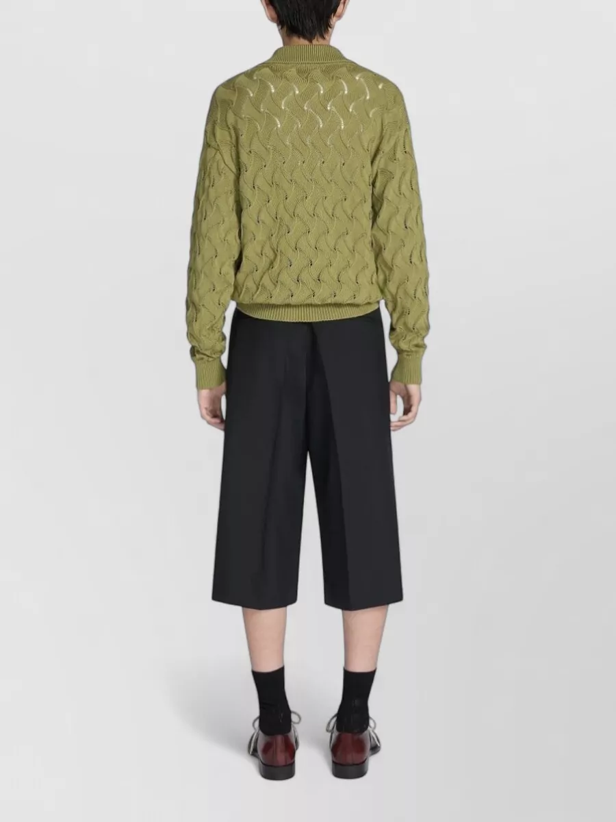 Dries Van Noten Wool Mohair Belted Wide-Leg Trousers