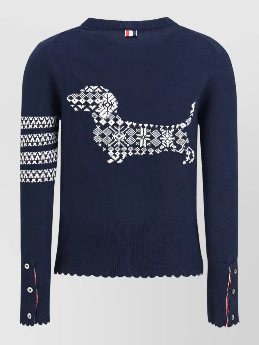 Thom Browne Wool Ribbed Crewneck Sweater