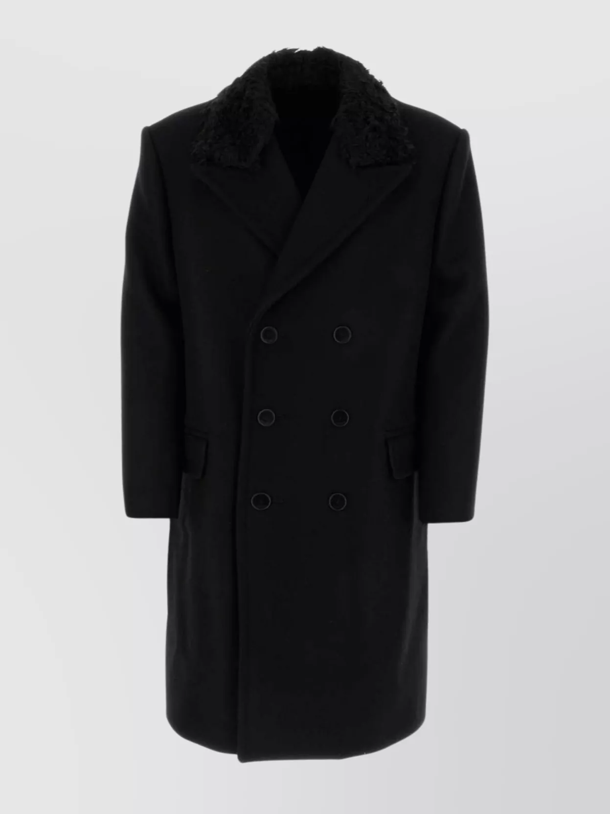Lanvin Double-breasted Belted Wool Blend Coat In Black