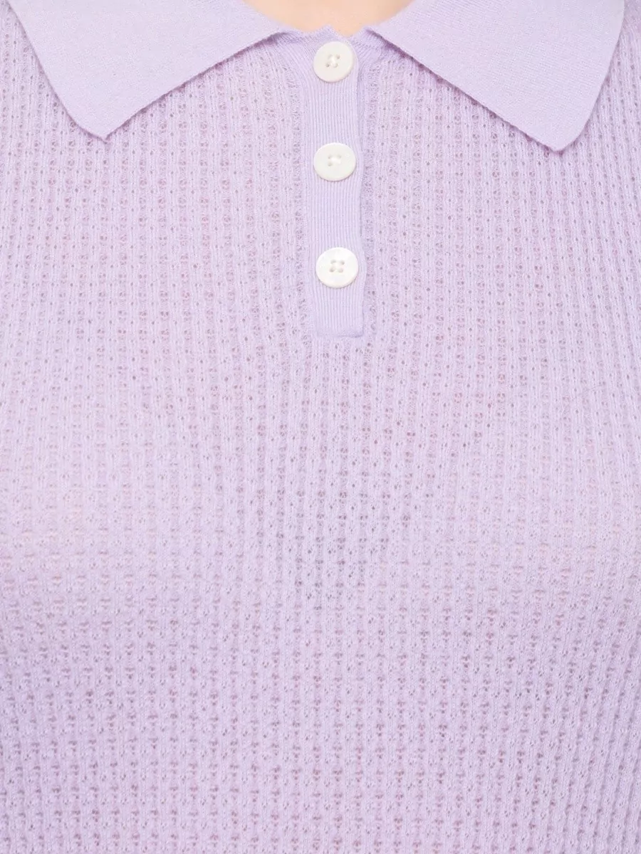 Guest In Residence Cashmere Knit Short-Sleeve Polo Top