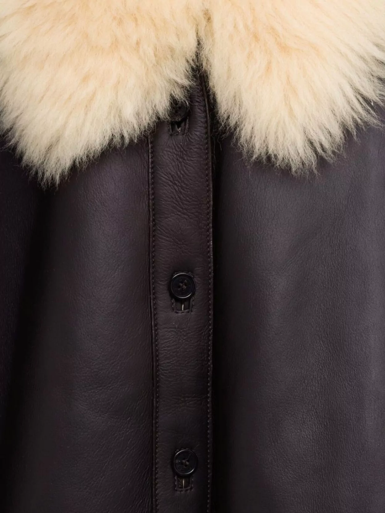 Acne Studios Shearling Collar Leather Jacket Side Pockets In Black