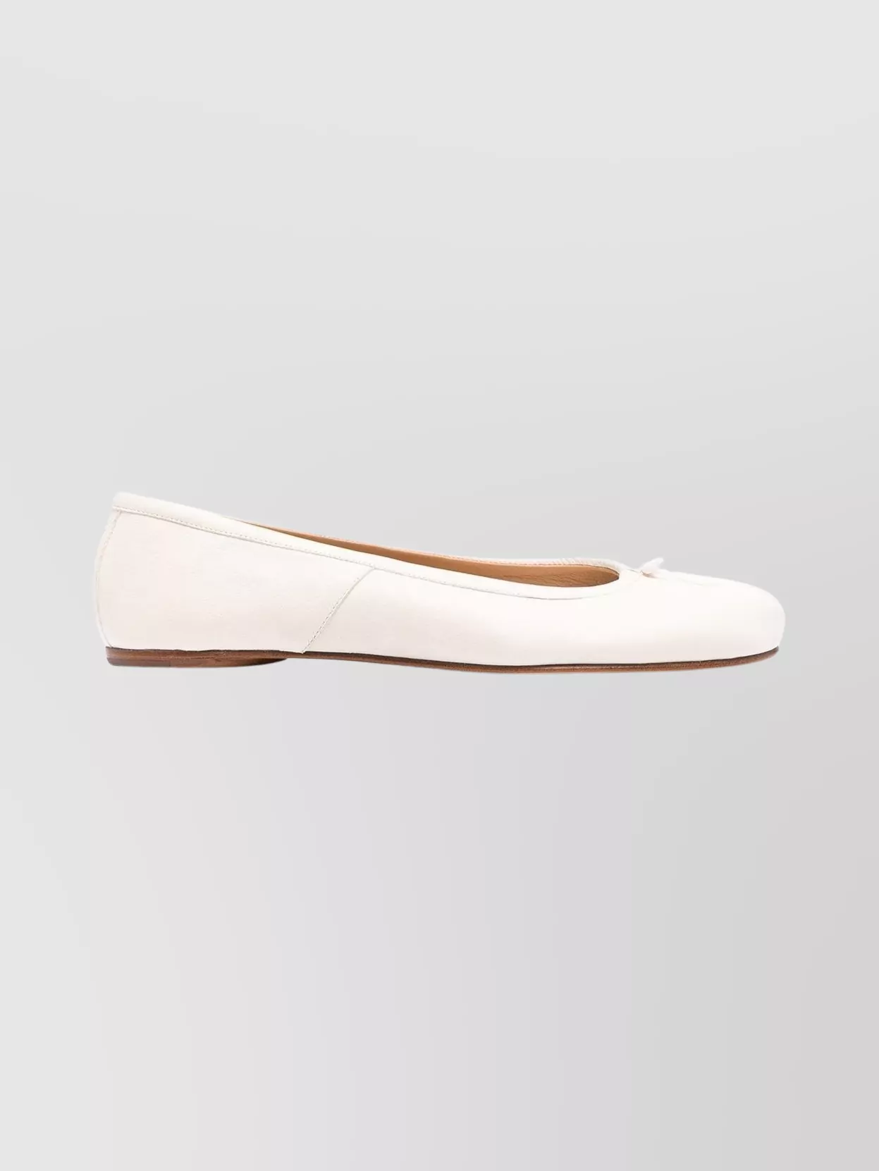 Maison Margiela Tabi Toe Flat Leather Slip-on Ballerina In White