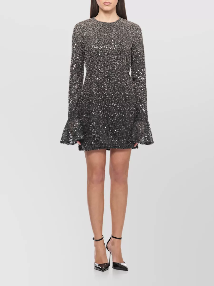 Rotate Sequin Beaded Long-Sleeve Mini Dress