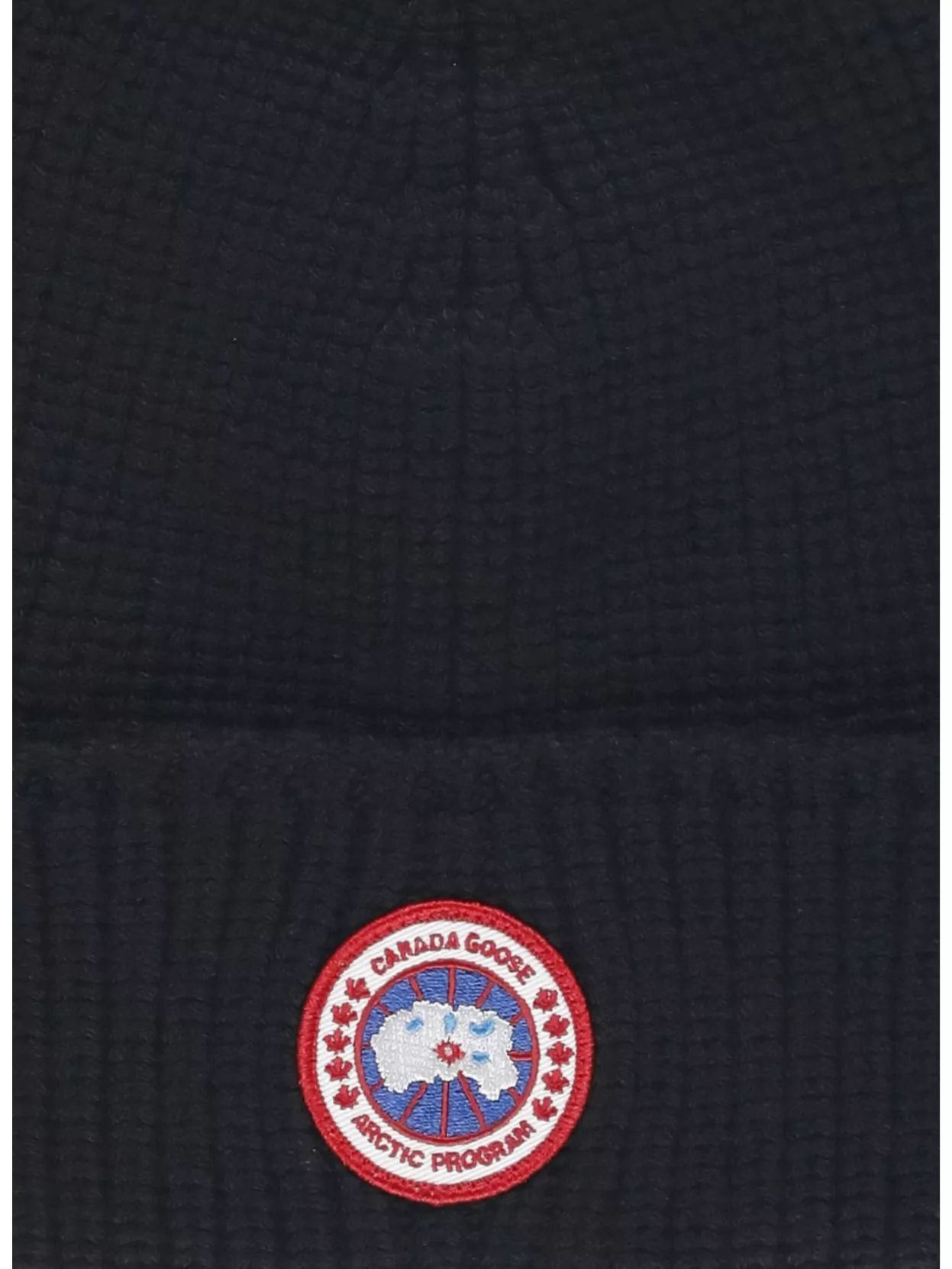 Canada Goose Ribbed Wool Beanie Logo Patch