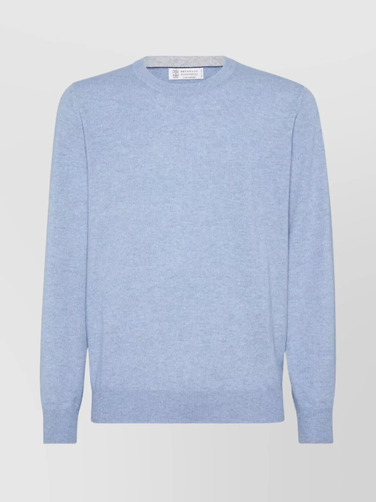 Brunello Cucinelli Cashmere Crew Neck Sweater With Ribbed Finish In Blue