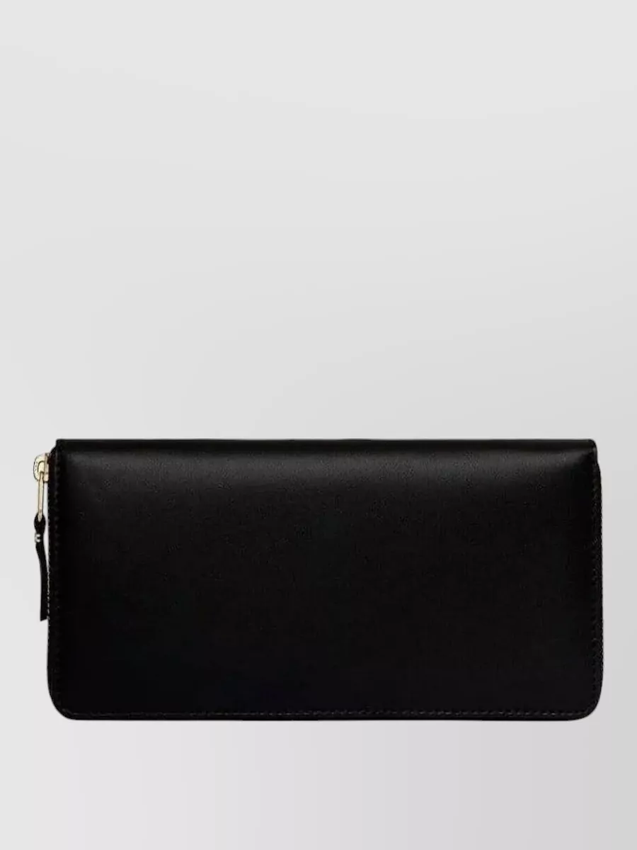 Comme Des Garçons Leather Wallet With Zip-around And Card Slots In Black