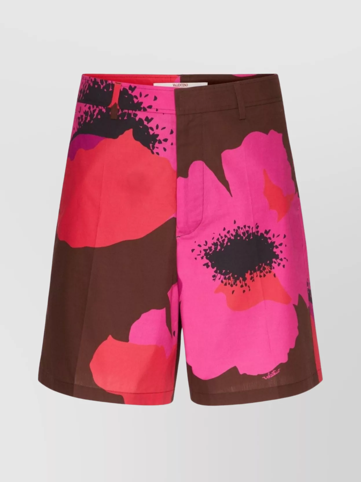 Shop Valentino Floral Print Belted Shorts