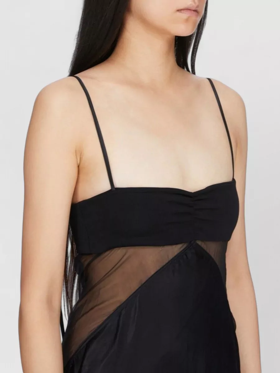 Rick Owens Ruched Bodice Combo Floor Length Dress