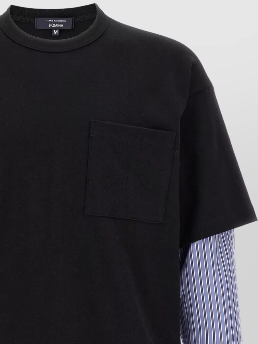 Comme Des Garçons Striped Cotton Poplin Insert Long-Sleeve T-Shirt